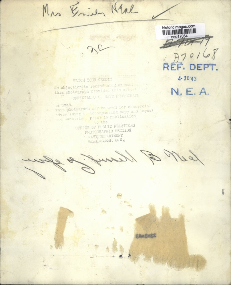 1943 Press Photo Mrs Emily Neal wife of Russell B Neal - neo17054