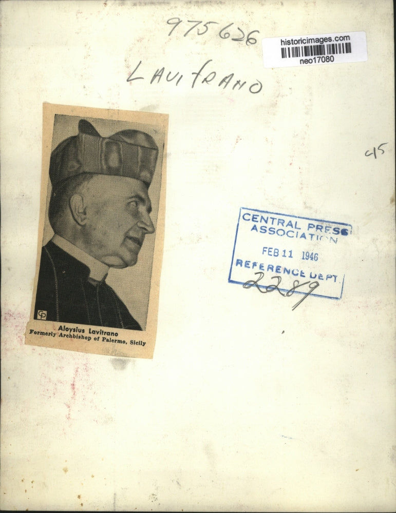 1946 Press Photo Aloysius Lavitrano former Archbishop of Palermo Sicily