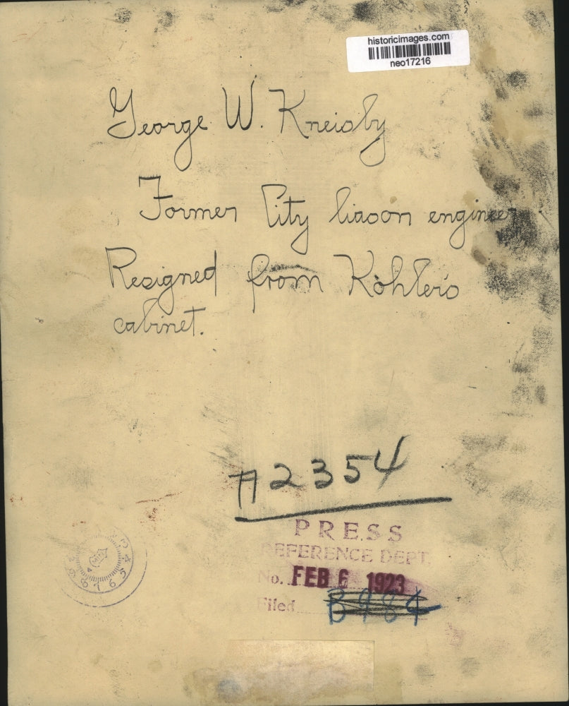 1923 Press Photo George W Kreisly resigned from Kohler's cabinet - neo17216