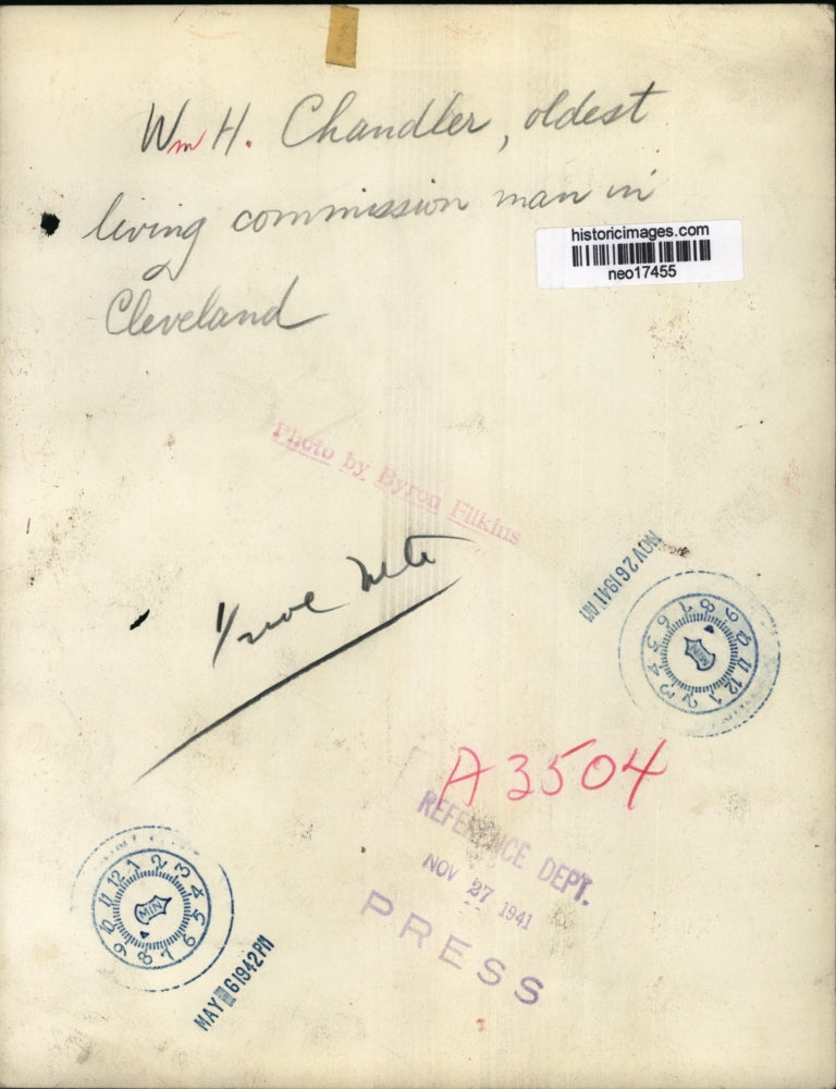1941 Press Photo Wm. H. Chaldner oldest living commission man in Cleveland