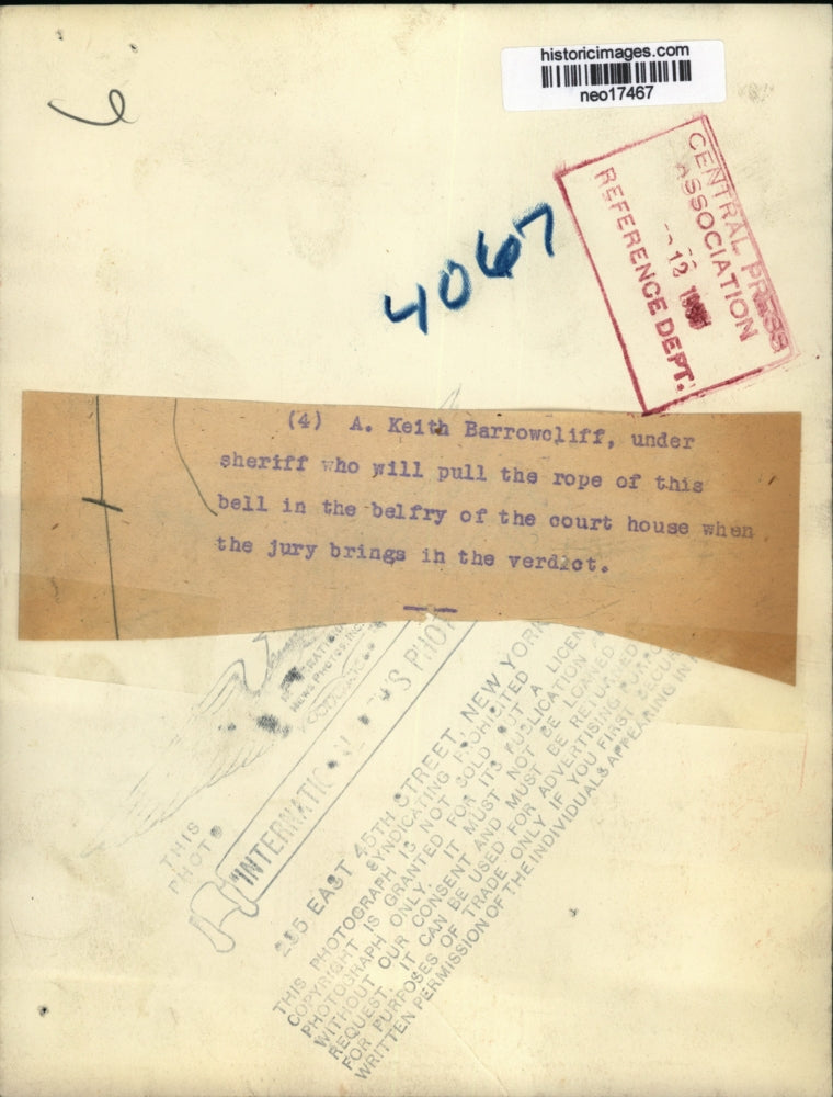 Press Photo A. Keith Barrowcliff Under sheriff belfry for courthouse