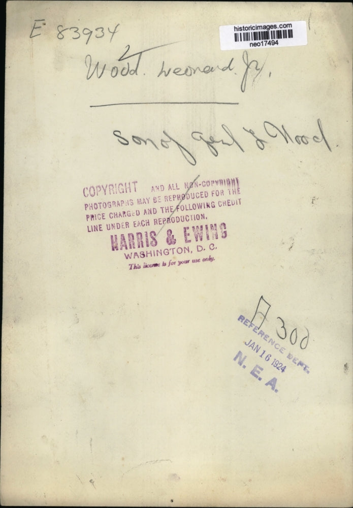 1924 Press Photo Wood Weonend Jr. Son of Grl L. Wood - neo17494