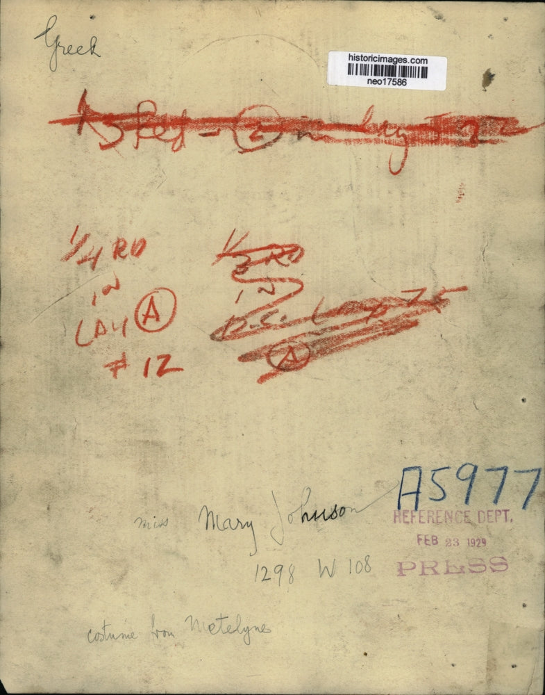 1929 Press Photo Mary Johnson in Costume from Metelyne, Greece - neo17586