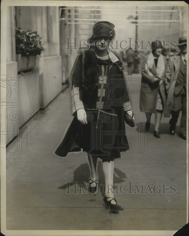 1928 Press Photo Mrs. Frederic W. Bull walks on Park Avenue in New York