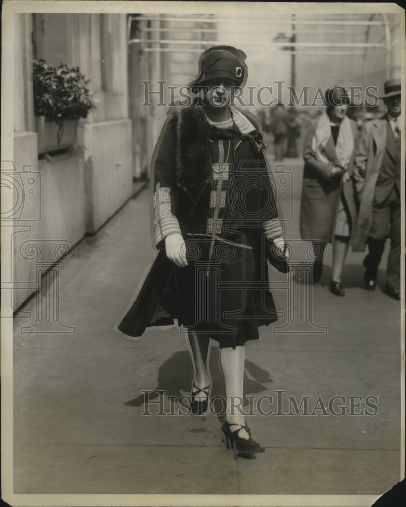 Load image into Gallery viewer, 1928 Press Photo Mrs. Frederic W. Bull walks on Park Avenue in New York

