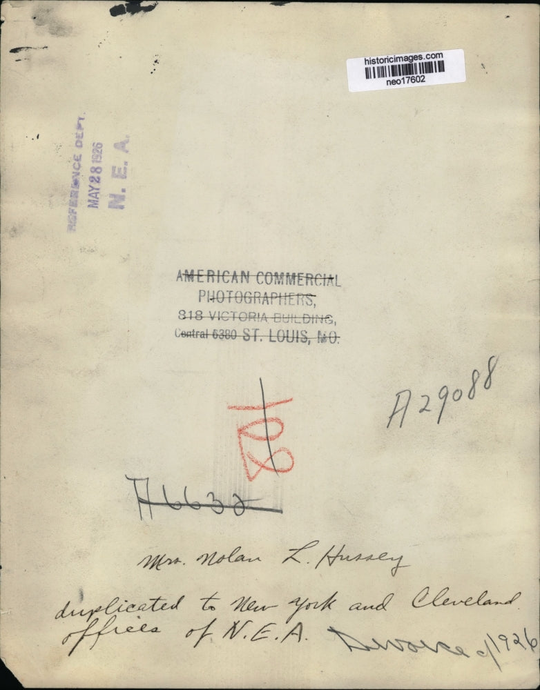 1926 Press Photo Mrs. Nolan L. Hussey - neo17602