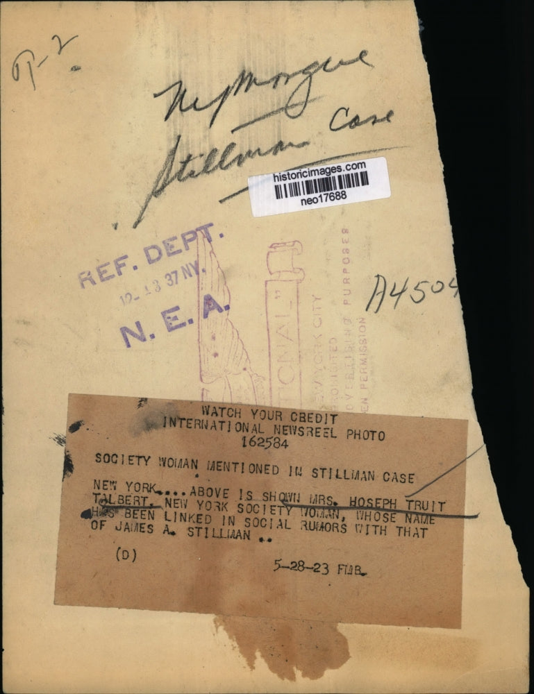 1923 Press Photo Mrs. Hoseph Truit Talbert New York Society WOman - neo17688