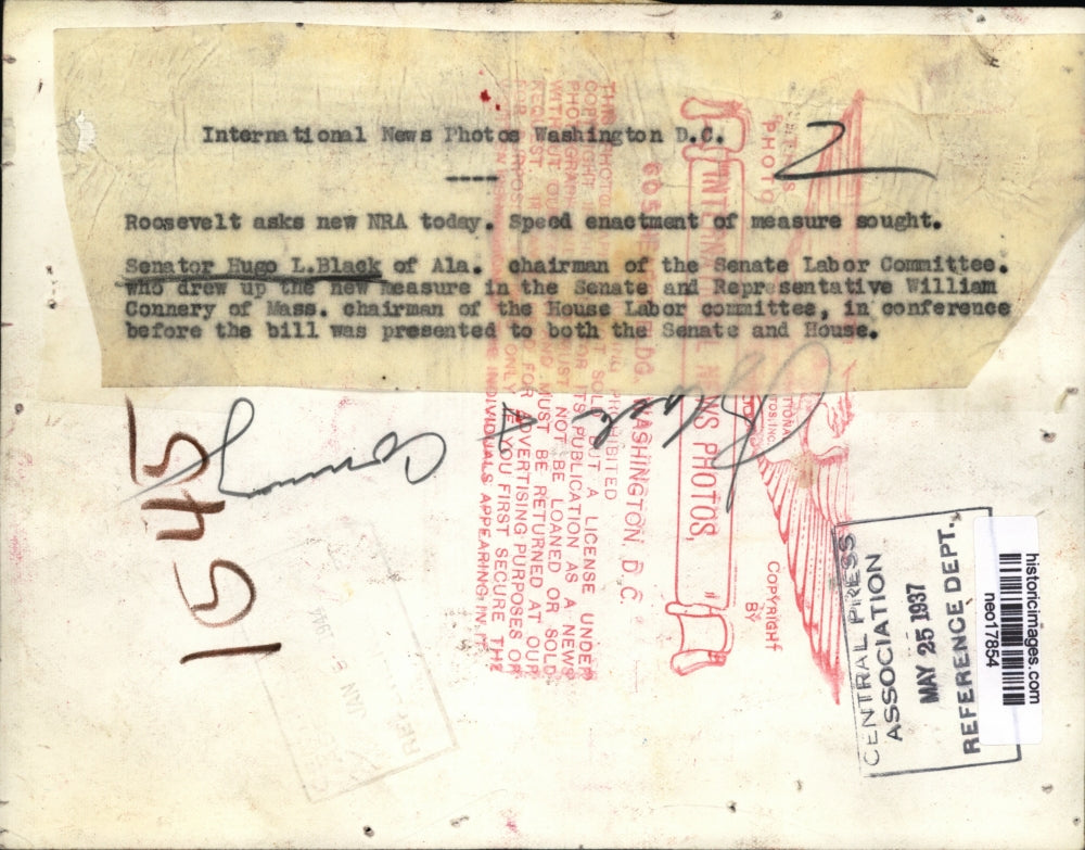 1937 Press Photo Sen Hugo Black of AL Draws Up NRA Bill - neo17854