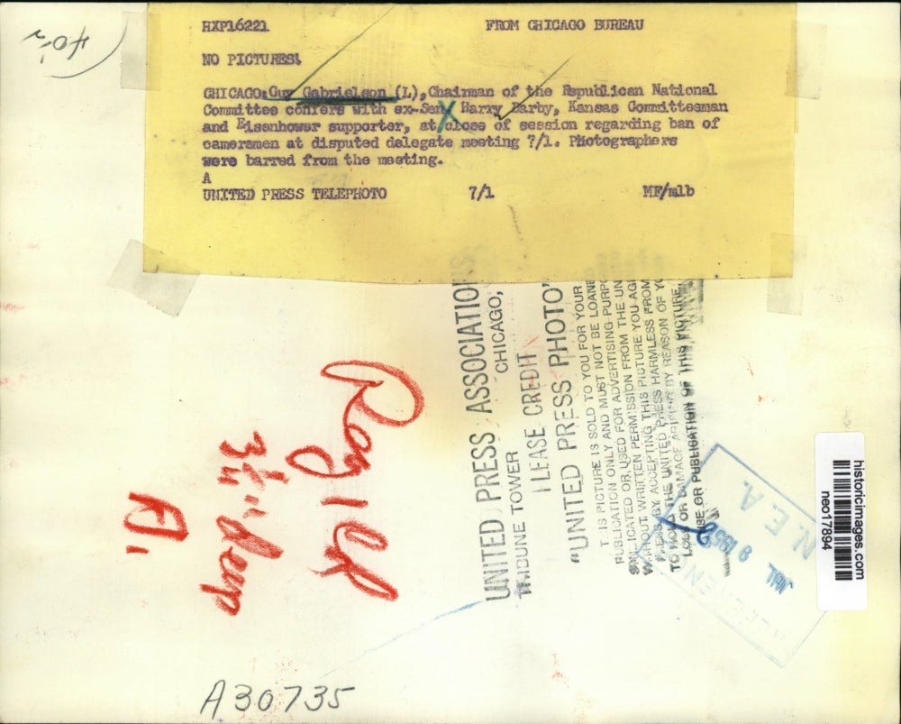 1952 Press Photo Guy Gabrielson chair of GOP National Committee - neo17894