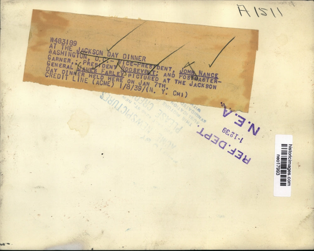 1939 Press Photo VP John Nance Garner, President Roosevelt & James Farley