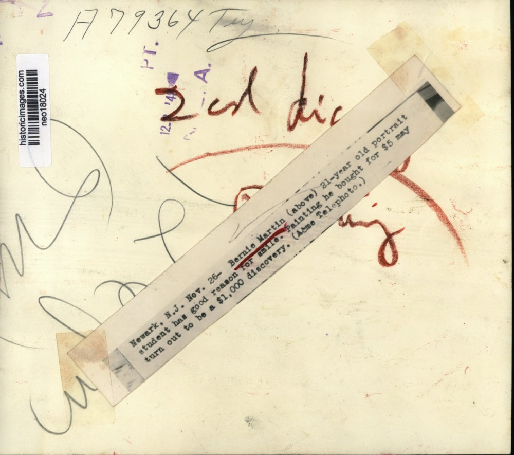 1948 Press Photo Bernie Martin bought painting that may be worth 1K - neo18024