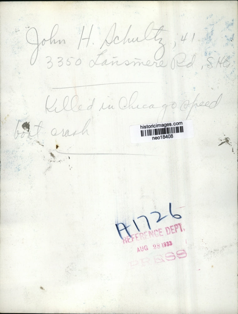 1933 Press Photo John H. Schultz, Killed in Chicago Speedboat Crash - neo18408