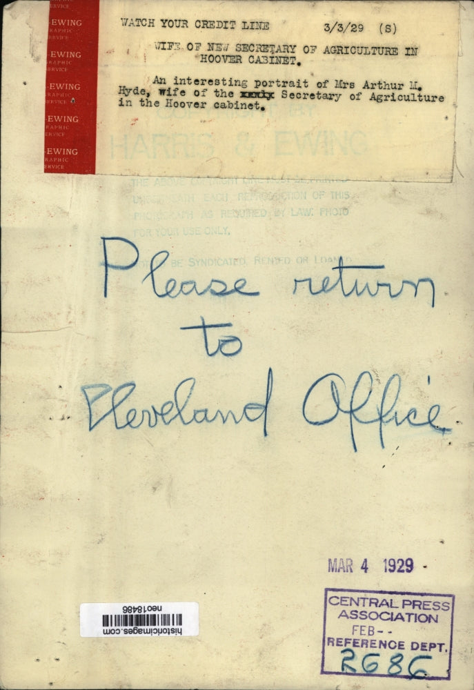 1929 Press Photo Mrs. Arthur M. Hyde, Wife of Sec of Agriculture - neo18486