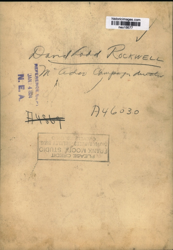 1924 Press Photo David Ladd Rockwell, McAdoo Campaign Director - neo18677