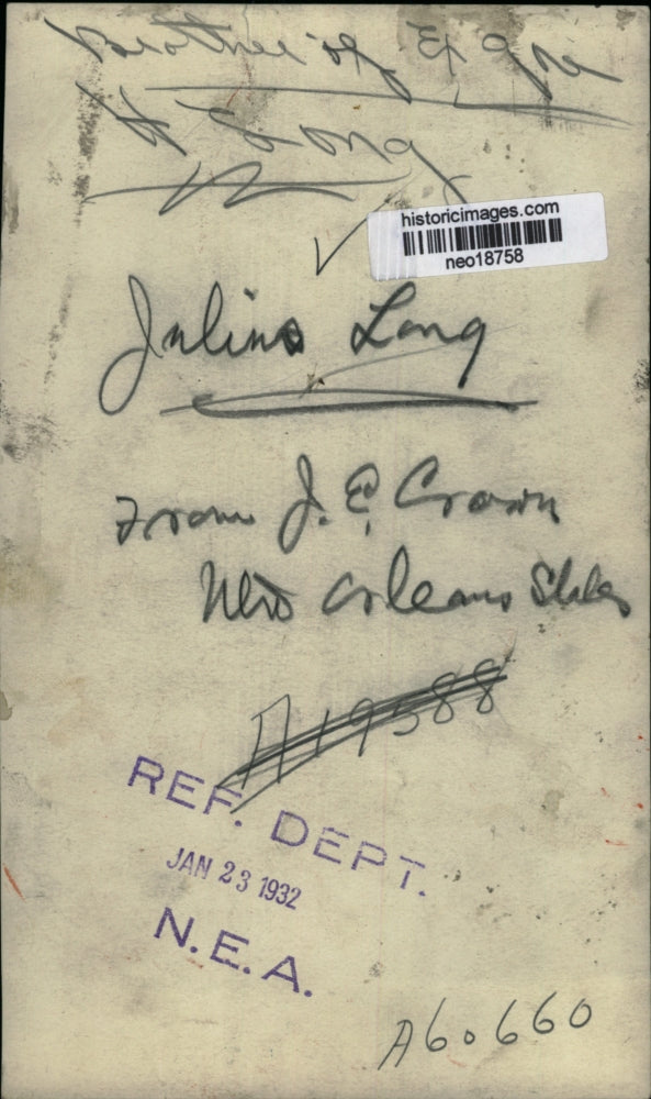 1932 Press Photo J Long Brother of Ex-Governor H. Long of Louisiana - neo18758