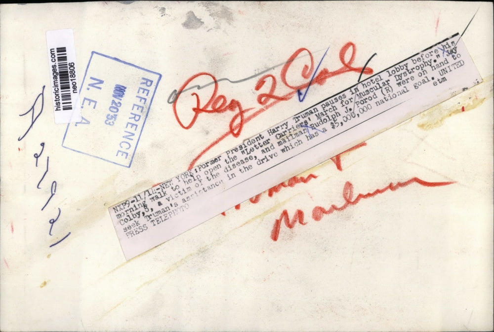 1953 Press Photo President Harry S. Truman at March for Muscular Dystrophy