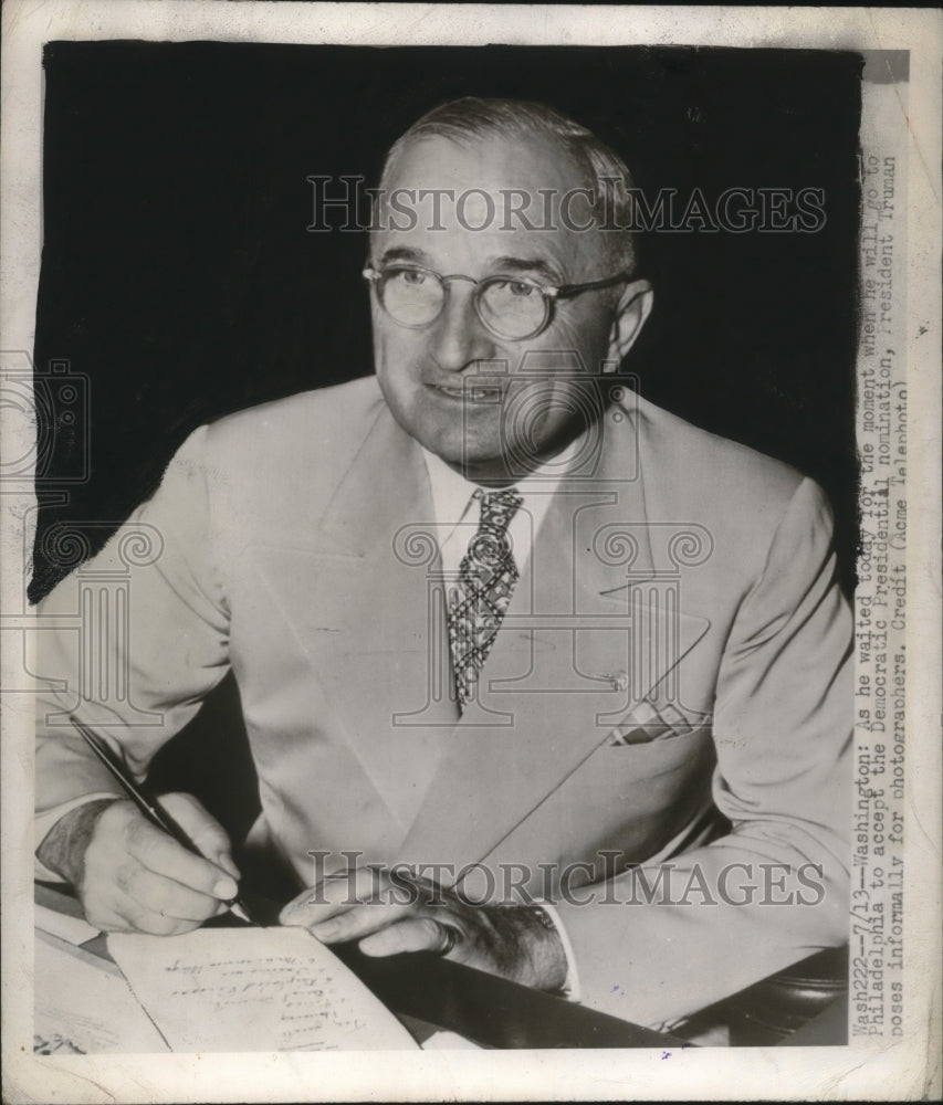 1948 Press Photo President Harry S. Truman in Washington, D.C. - neo18816