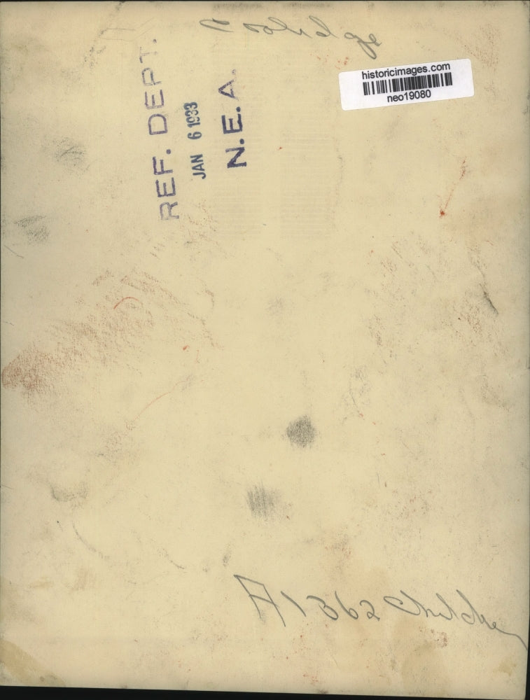 1933 Press Photo Mr Coolidge as young man in a suit - neo19080