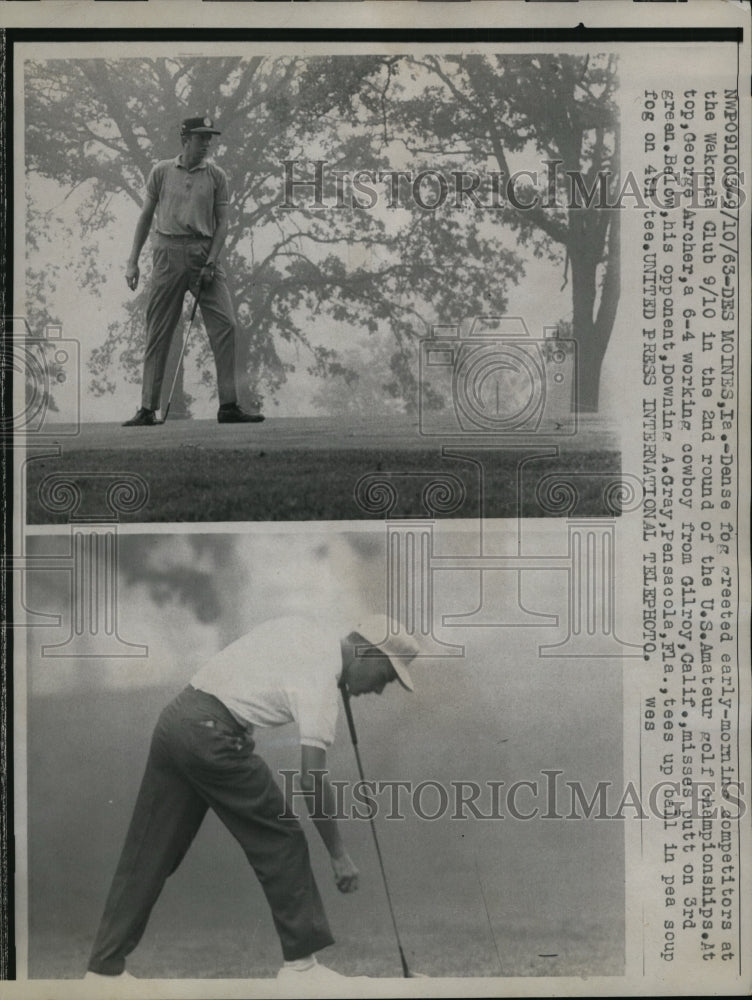 Load image into Gallery viewer, 1963 Press Photo of George Archer, Top; A Gray, Below; 2nd Round of US Amateur
