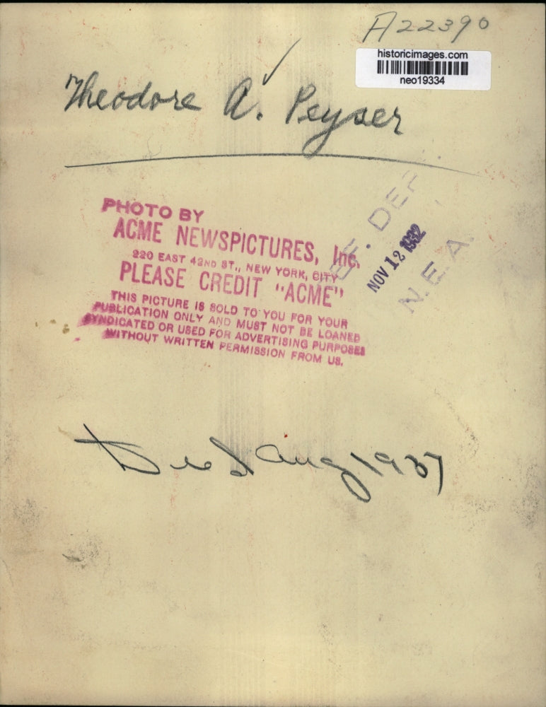 1932 Press Photo of Theodore A Peyser Democratic Member from NY in House of Rep