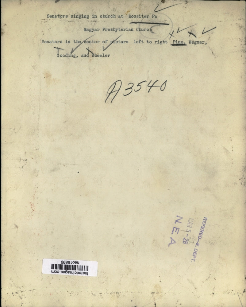 1928 Press Photo Senators at Rossiter PA Pine, Wagner, Goodling & Wheeler