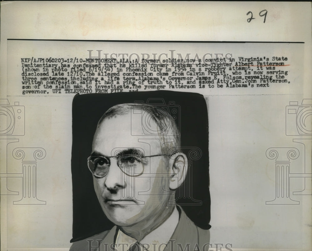 1958 Press Photo Former Alabama vice fighter Albert Patterson killed