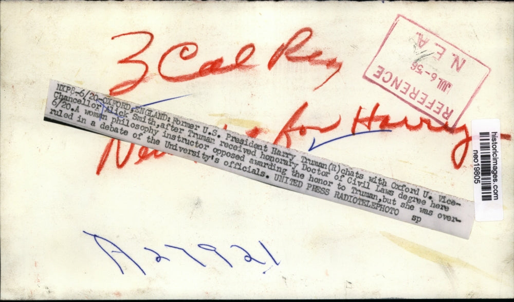 1956 Press Photo Harry Truman & Alick Smith at Oxford University, England