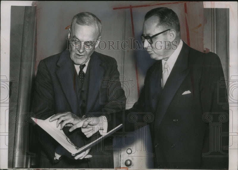 Load image into Gallery viewer, 1955 Press Photo Heinrich Ludwig Hermann Krekeler &amp; John Foster Dulles

