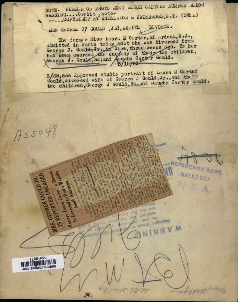 1923 Press Photo Laura M. Carter with sons George Gould & Vaughn Gould