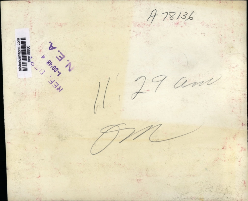 1948 Press Photo Radio Program Hands Bread to Destitute at St. Francis of Assisi