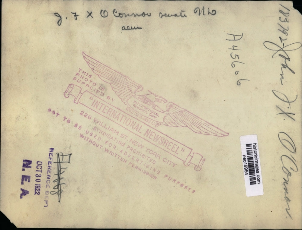 1922 Press Photo John X. O'Connor - neo19954