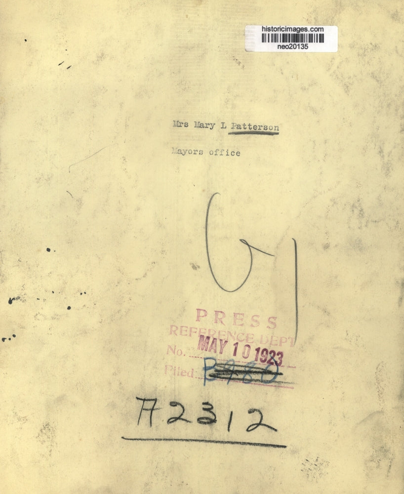 1923 Press Photo Mrs Mary L Patterson Mayors Office - neo20135