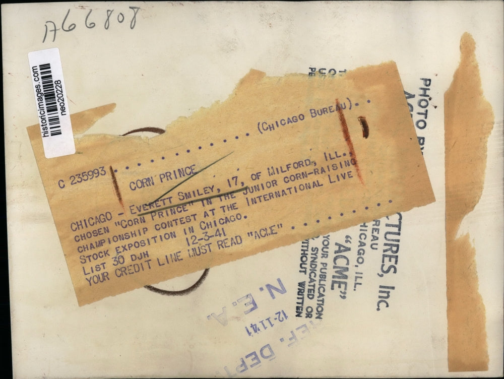 1941 Press Photo Corn Prince Everett Smiley International Live Stock Exposition