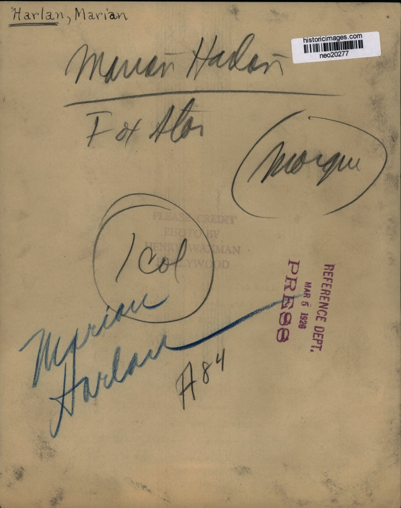 1926 Press Photo Marian Harlan - neo20277
