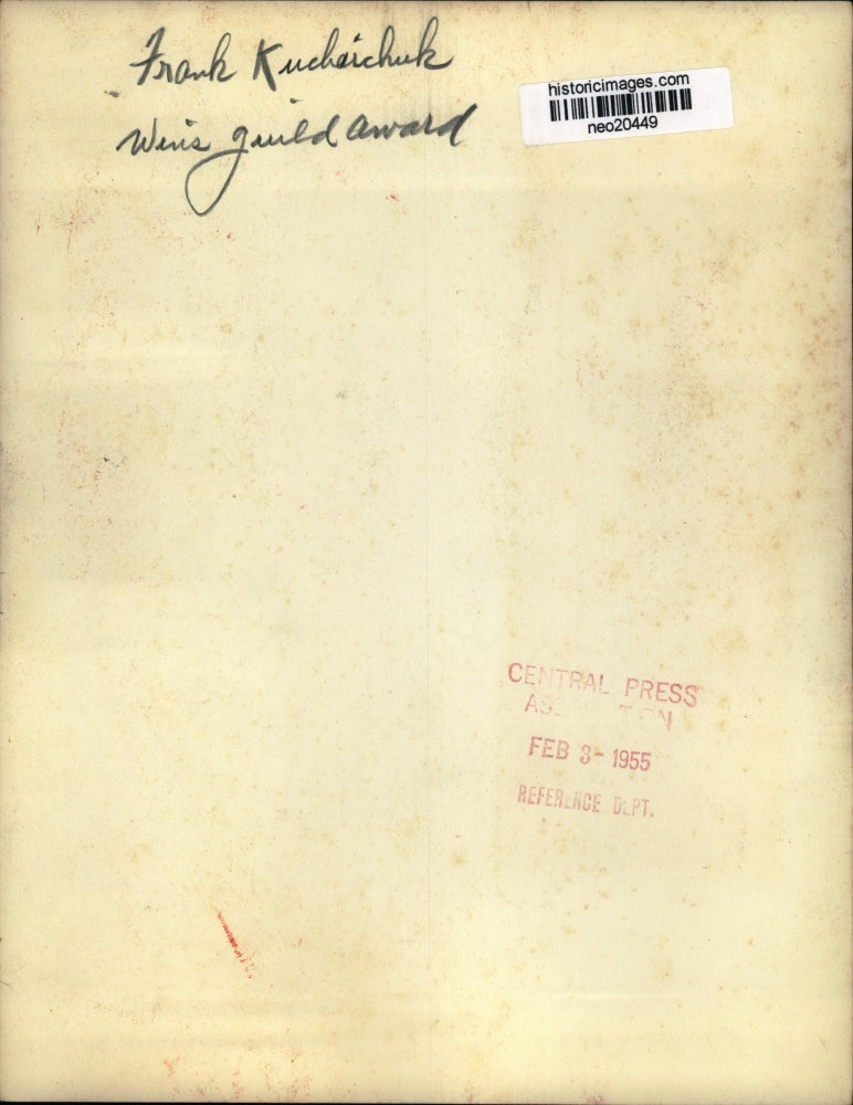 1955 Press Photo Frank Kuchichuk wins a Guild award on WJW radio - neo20449