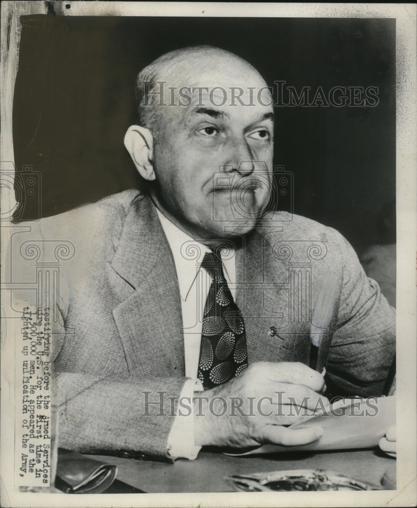 1949 A man testifies at Armed Services hearing in DCPress Photo - neo20497