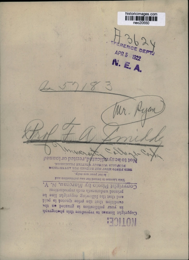 1922 Press Photo Professor FA Smidde University College Cork - neo20550