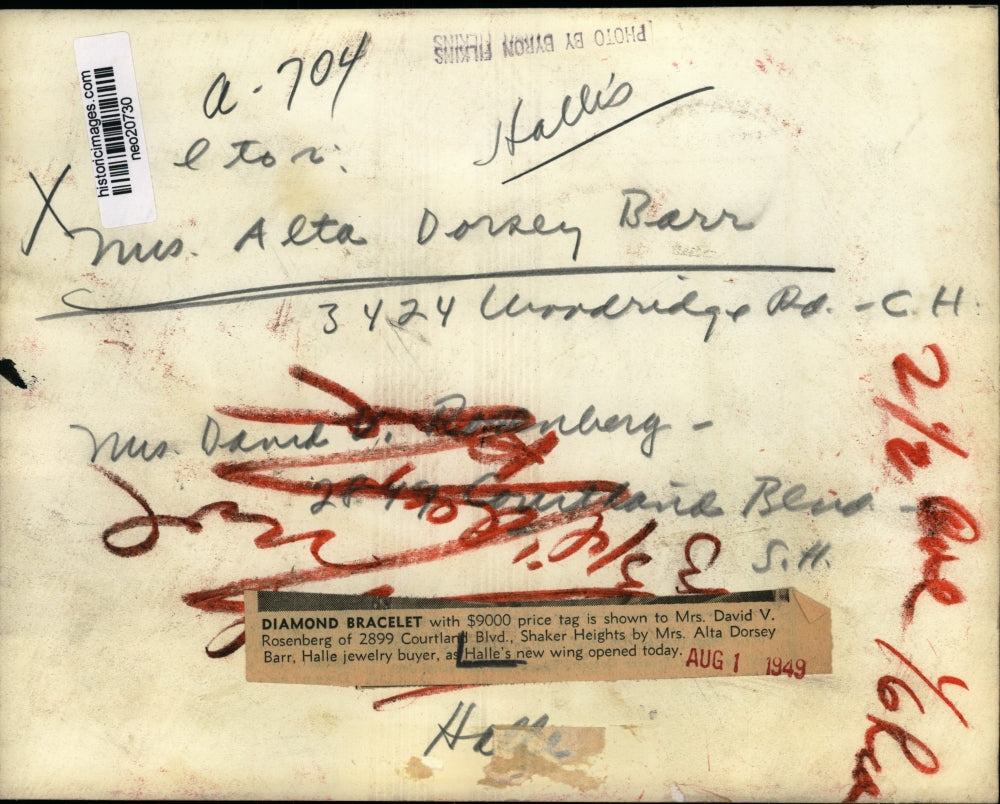 1949 Press Photo Mrs David V Rosenbeerg & Halle jewelry buyer Mrs Alta Dorsey