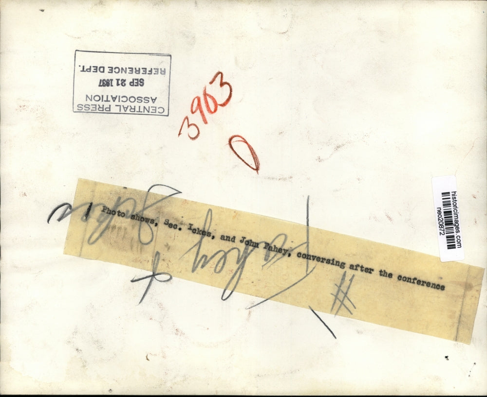 1937 Press Photo Sec. Ickes & John Fahey Conversing After Conference - neo20872