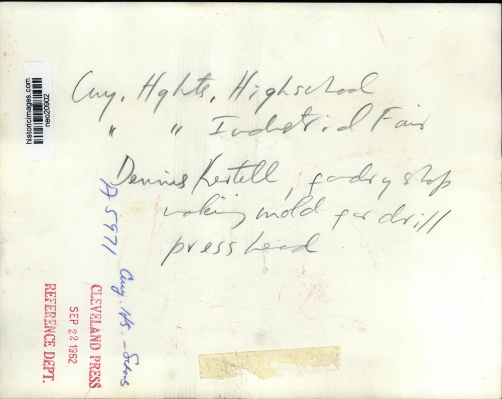 1952 Press Photo Dennis Keitell & Mold for Drill Press Head - neo20902