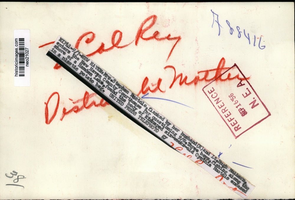 1956 Press Photo Mrs. Stephen Ruotolo Questioned on Her Six Week Old Baby's Body