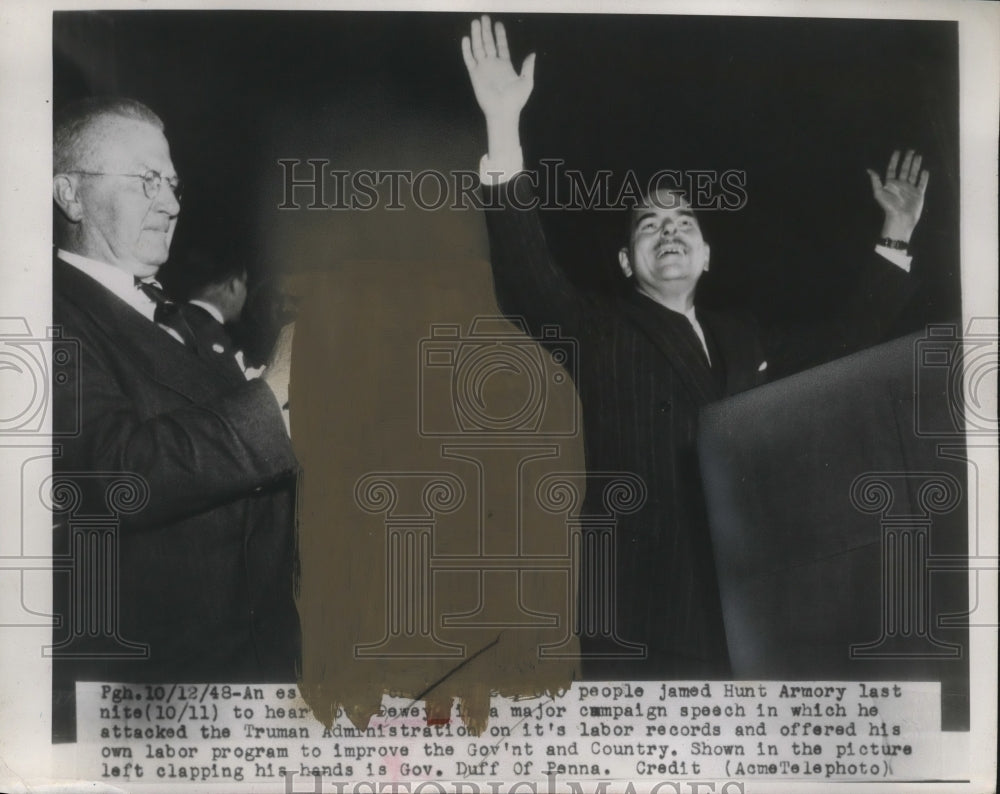 1948 Press Photo 20,000 People Jam Hunt Armory to Hear Dewey's Campaign Speech