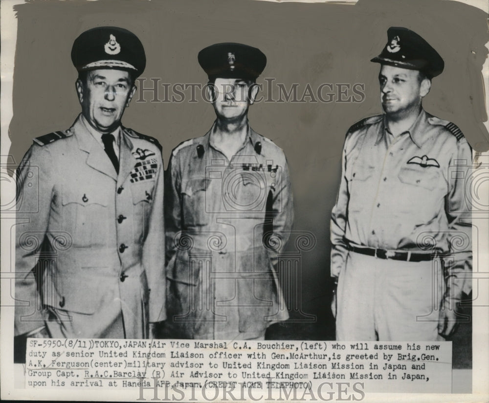 1950 Press Photo Vice Marshal C.A. Bouchier, Brig. Gen. Ferguson, Capt. Barkley