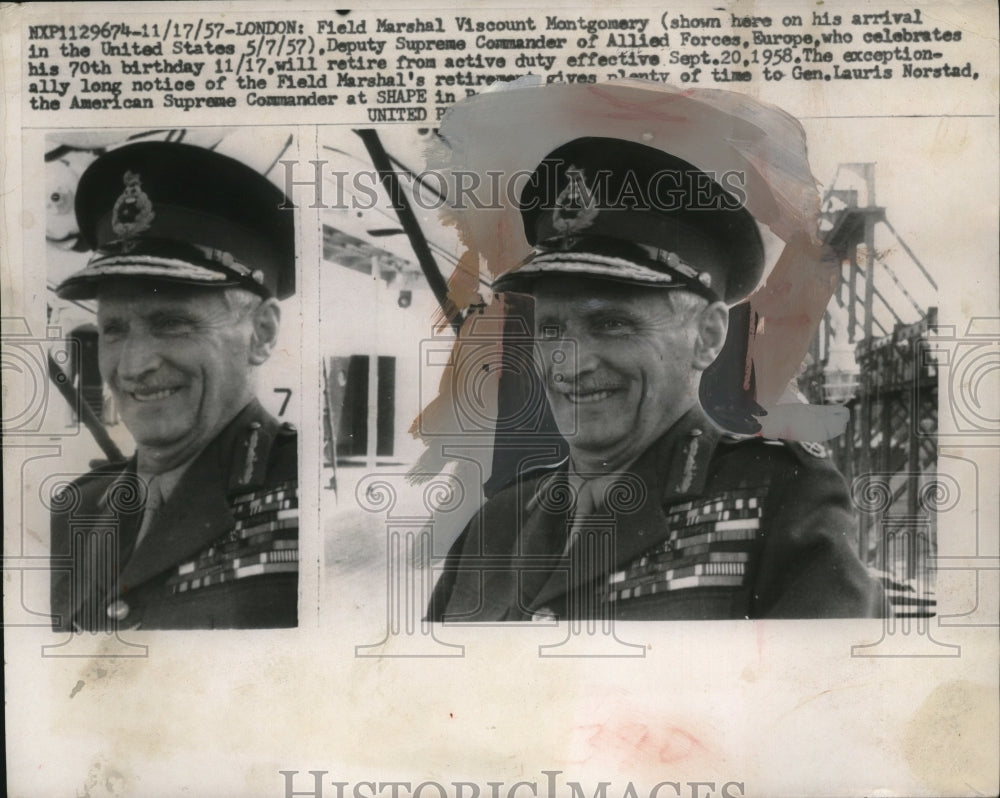 1957 Press Photo Field Marshal Viscount Montgomery of Allied Forces to Retire- Historic Images