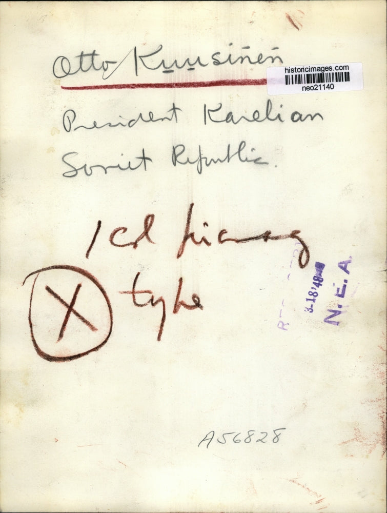 1948 Press Photo Otto Kuusinen - neo21140