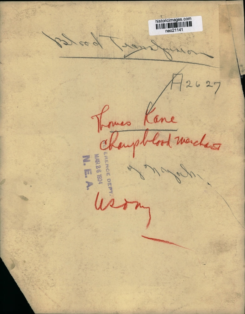 1924 Press Photo Thomas Kane - neo21141