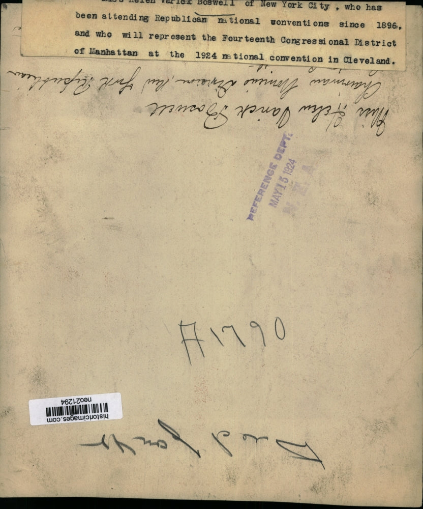 1924 Press Photo Mrs. Boswell of NYC to Represent 14th Congressional District