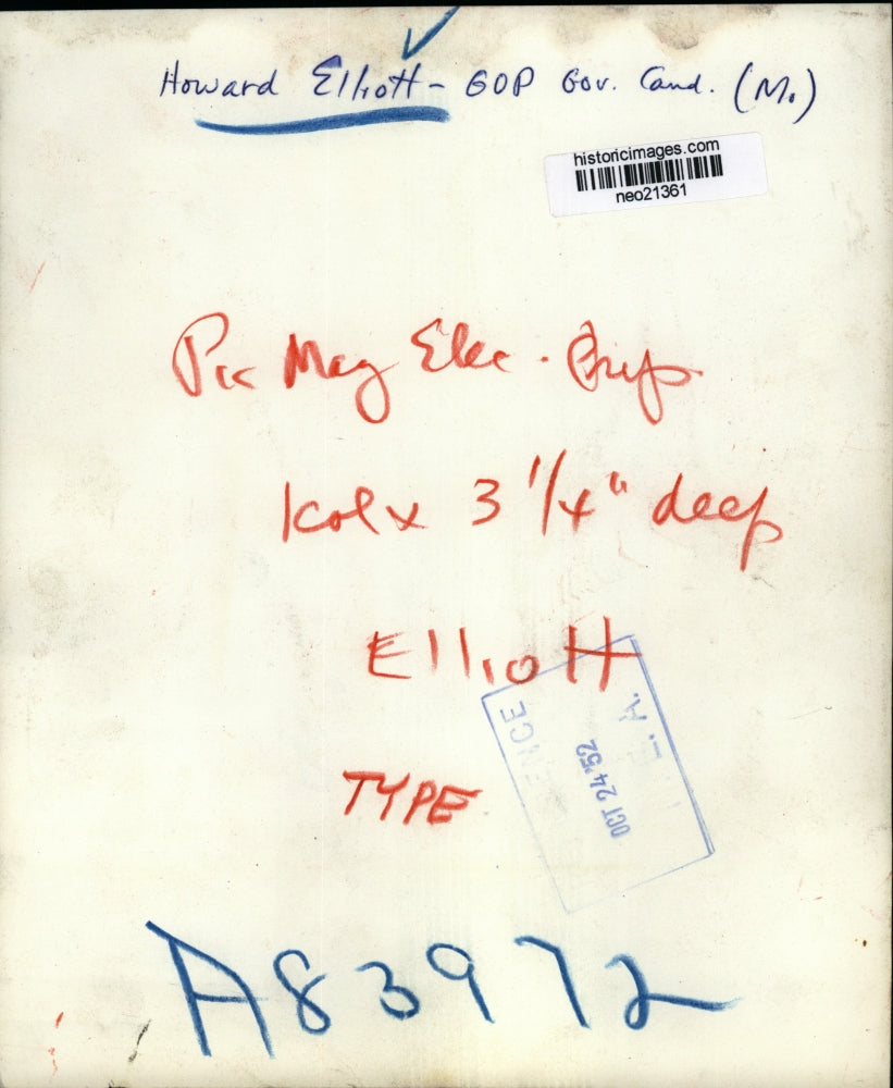 1952 Press Photo Howard Elliott, GOP Governor Candidate - neo21361