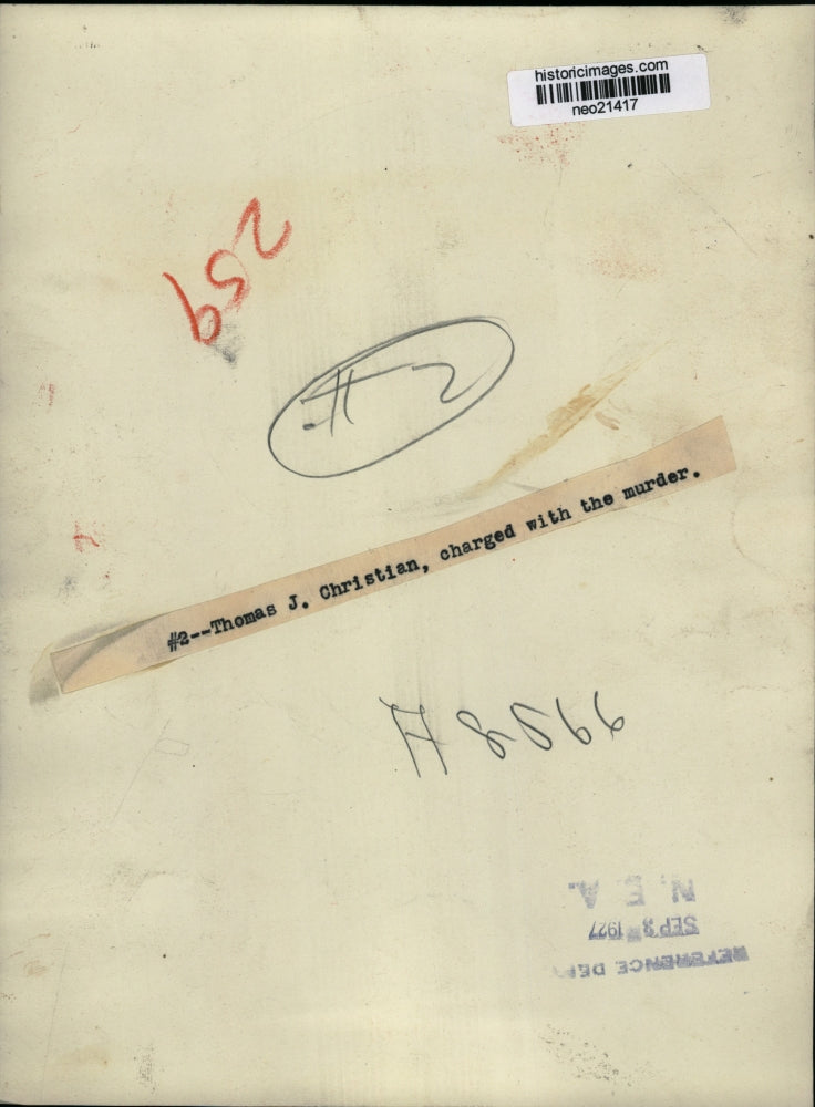 1927 Press Photo of Thomas J. Christian, Charged With Murder - neo21417