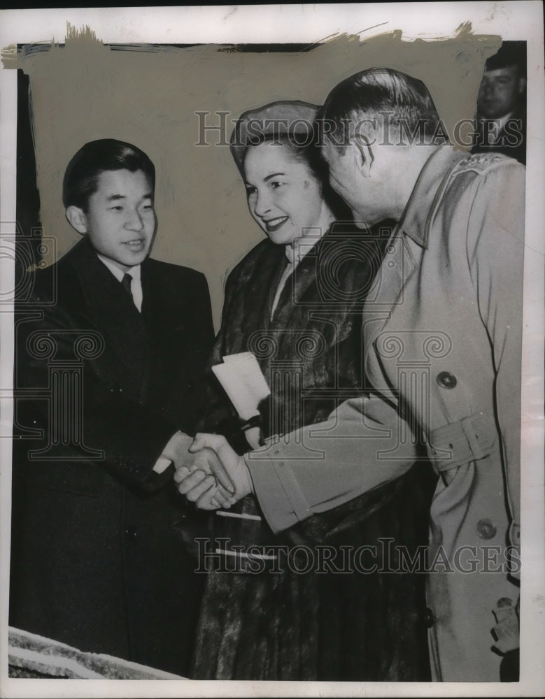 1952 Press Photo Gen Matthew Ridgway & Crown Prince Akihito at Ice Hockey Game- Historic Images